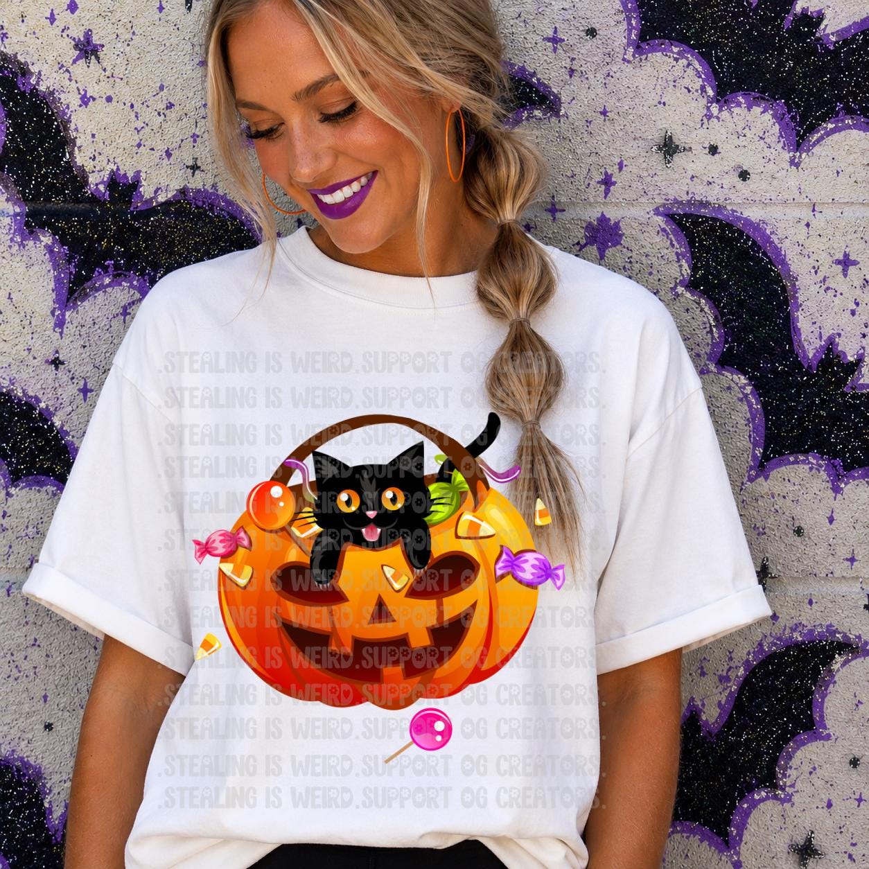 Halloween, Candy, Cat, Bucket, DTF Transfer