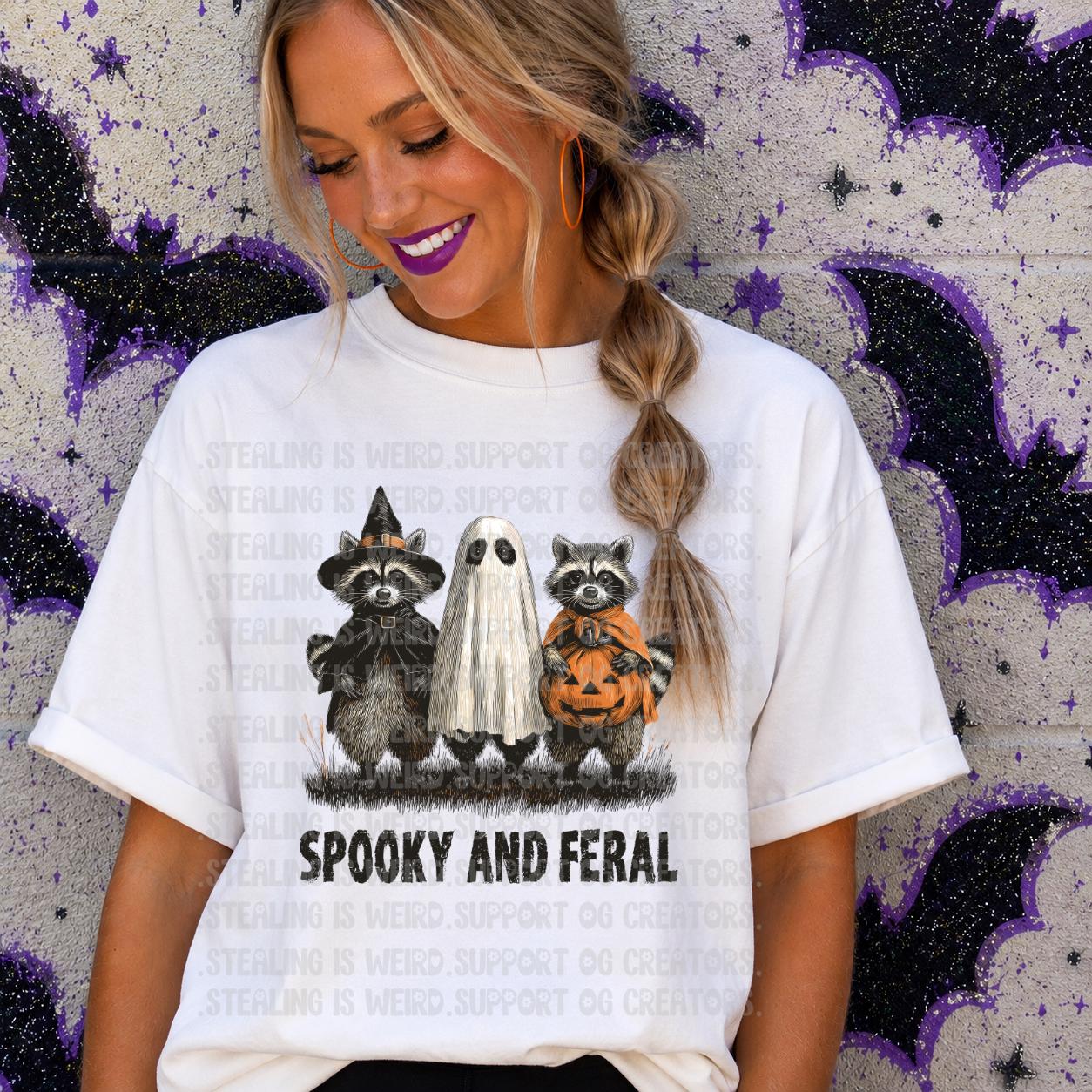 Spooky, Feral, Raccoon, Halloween, DTF Transfer