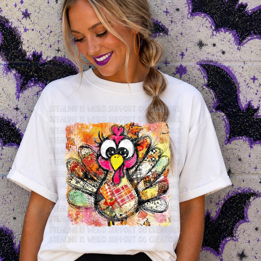Painted, Thanksgiving, Turkey, DTF Transfer