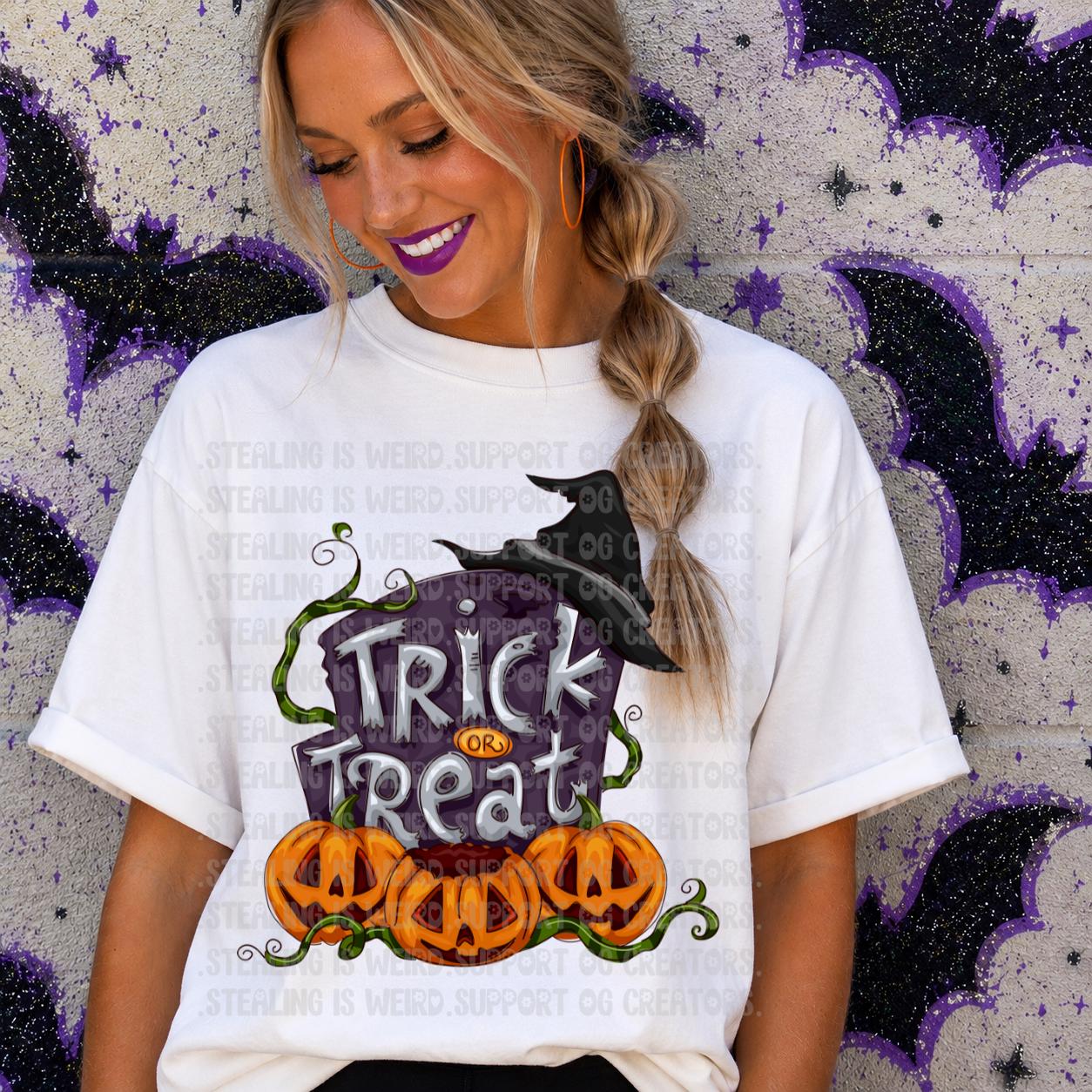 Trick Or Treat, Gravestone, Halloween, DTF Transfer