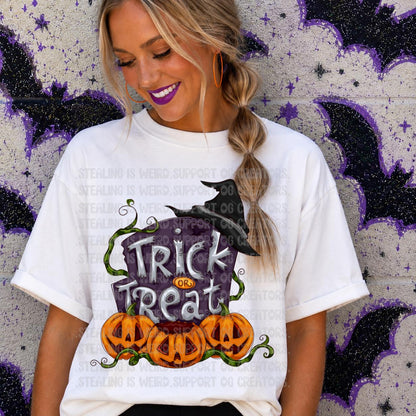 Trick Or Treat, Gravestone, Halloween, DTF Transfer