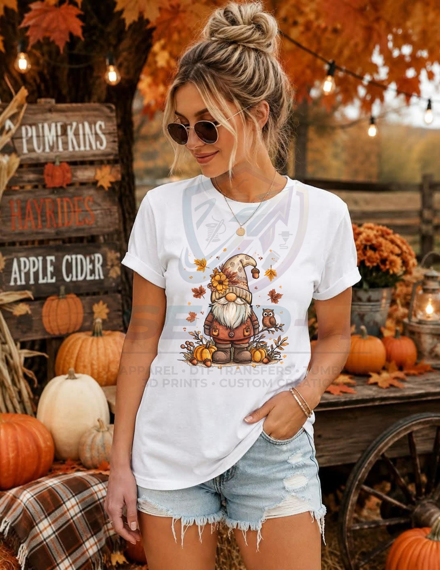 Leaves, Gnome, Fall,  DTF Transfer