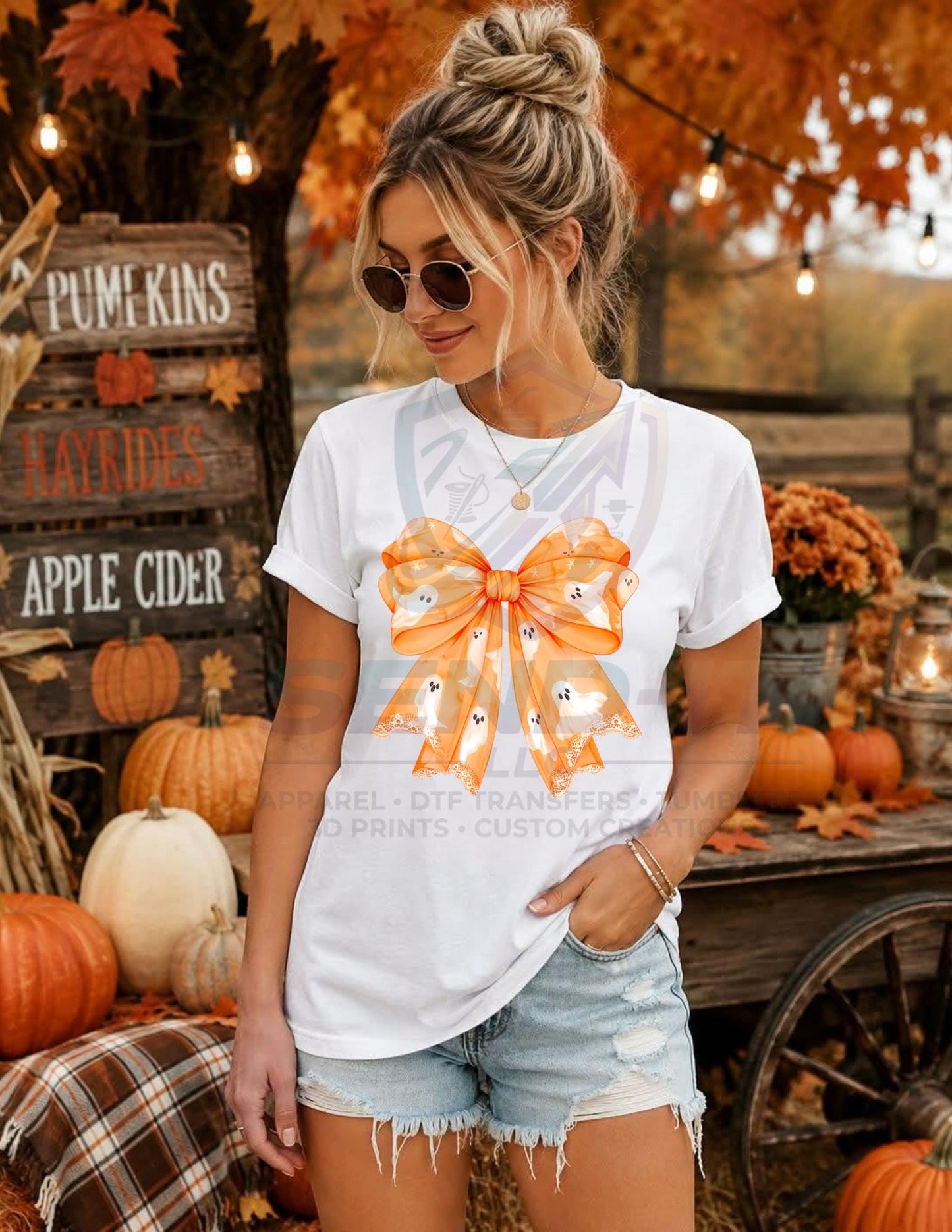 Ghost, Coquette, Bow, Halloween,  DTF Transfer