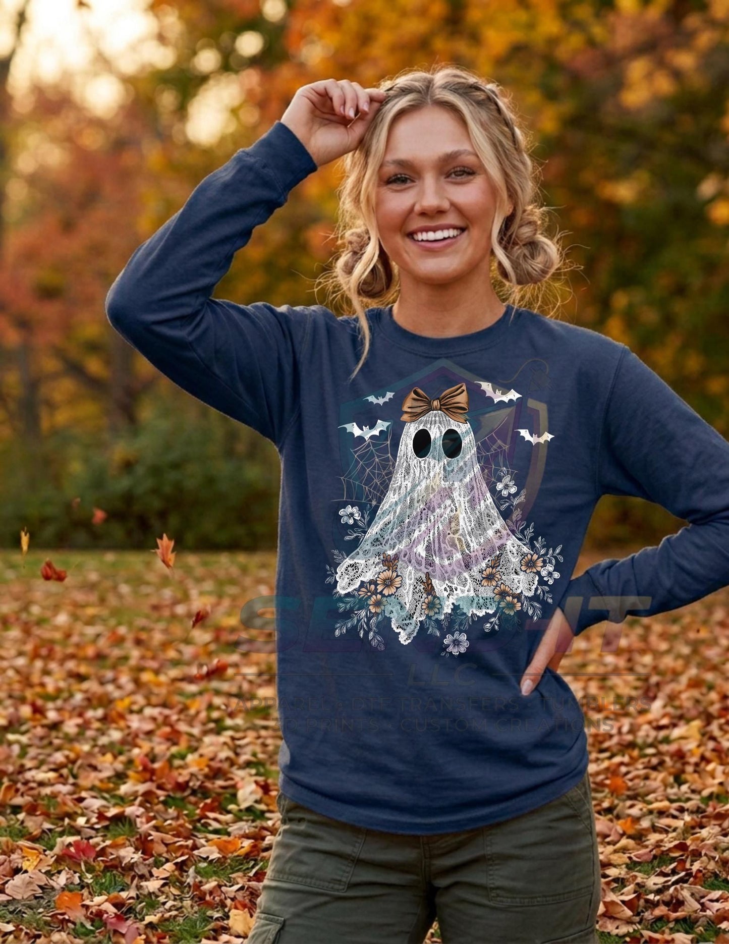 Lace, Ghost, Halloween, DTF Transfer