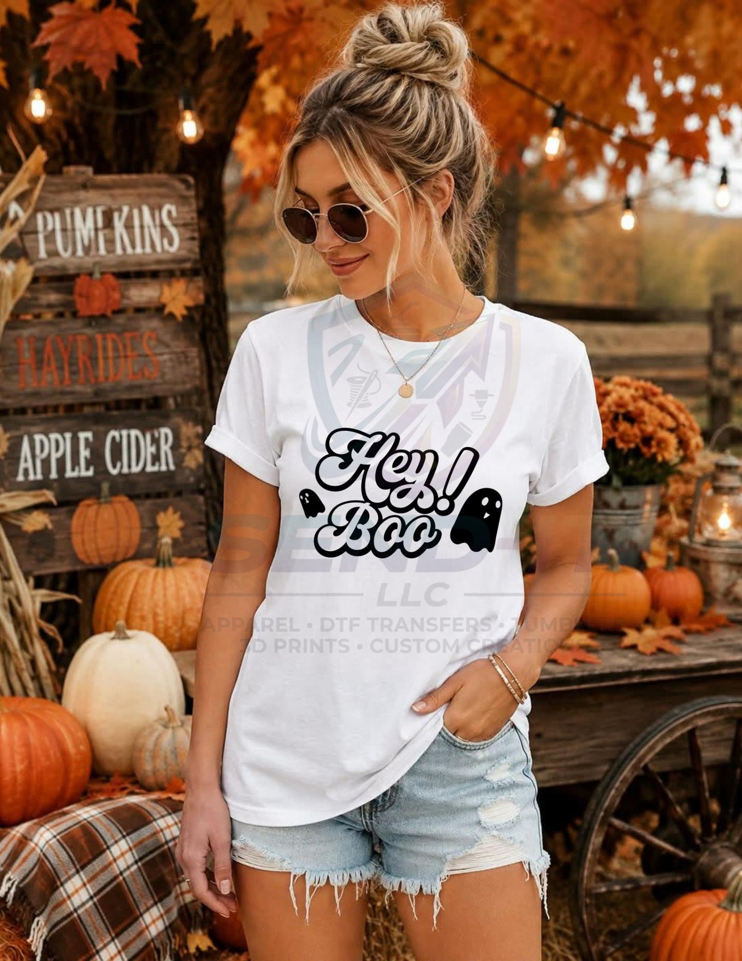 Hey Boo, Ghost, Halloween, DTF Transfer