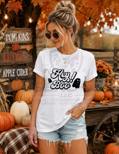 Hey Boo, Ghost, Halloween, DTF Transfer
