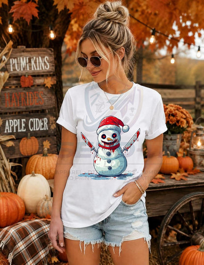 Evil Snowman, Halloween, Christmas, DTF Transfer