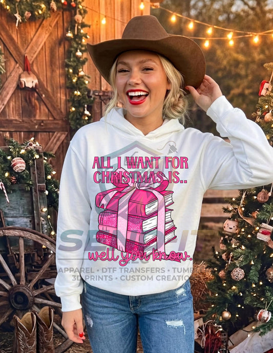 All I Want, Christmas, Books, DTF Transfer