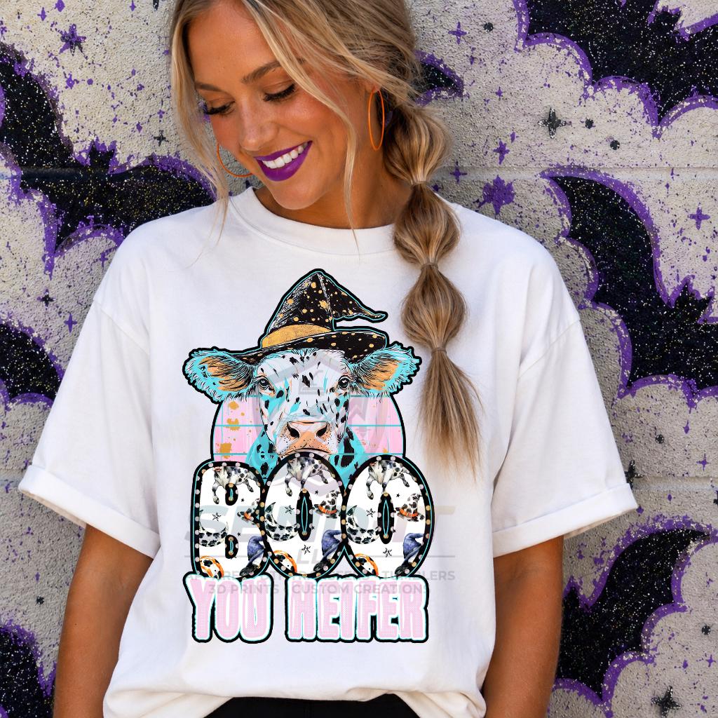 Boo, You Heifer, Cow, Halloween, DTF Transfer