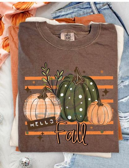 Hello, Fall, Pumpkin, DTF Transfer