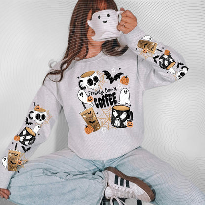 Freshly, Boo'd, Coffee, Halloween, Sleeves, DTF Transfer