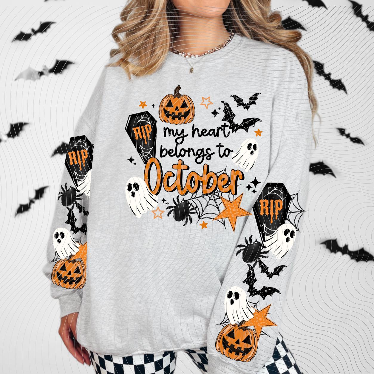 Heart Belongs to, October, Halloween, Ghost,  DTF Transfer