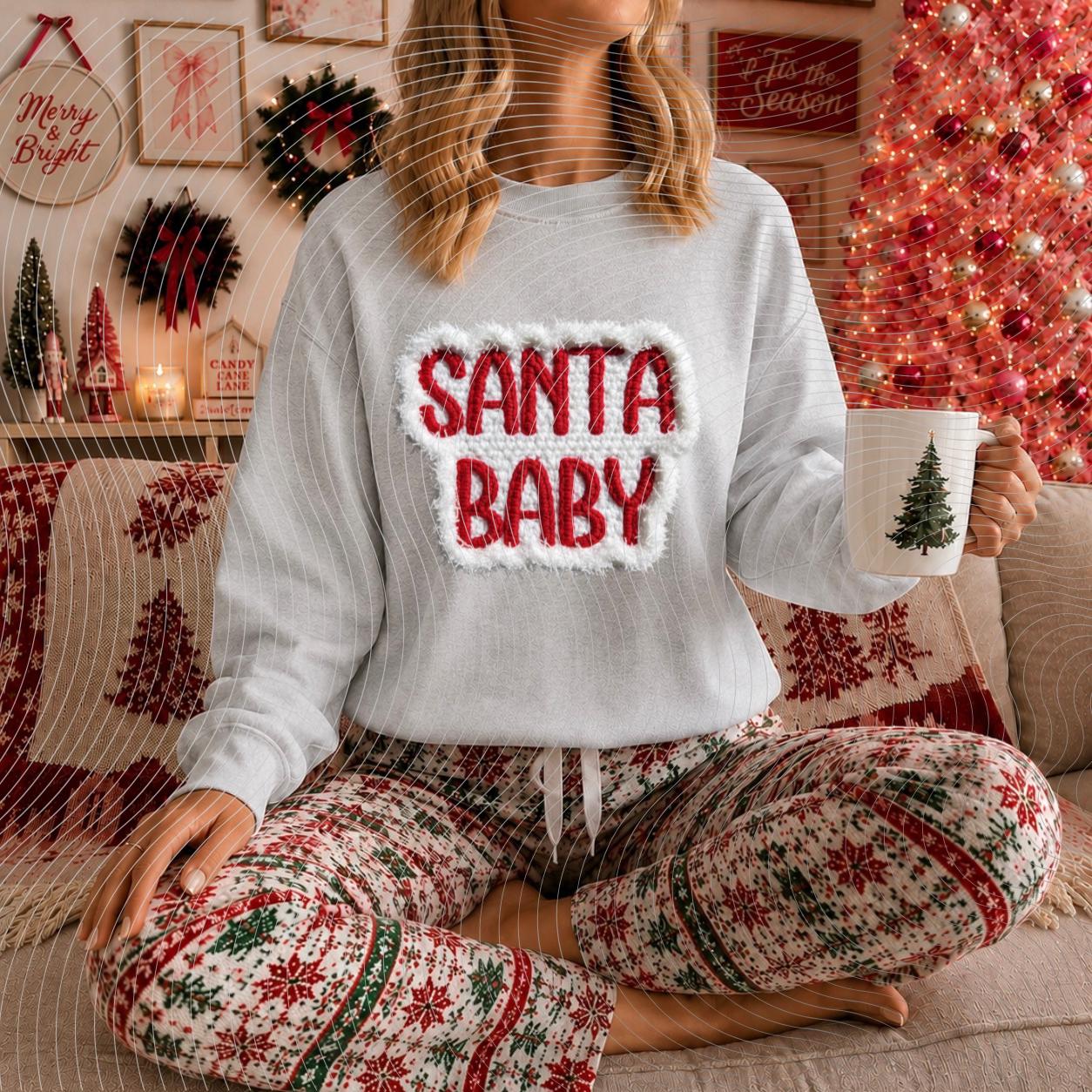 Santa, Baby, Faux, Fur, Christmas, DTF Transfer