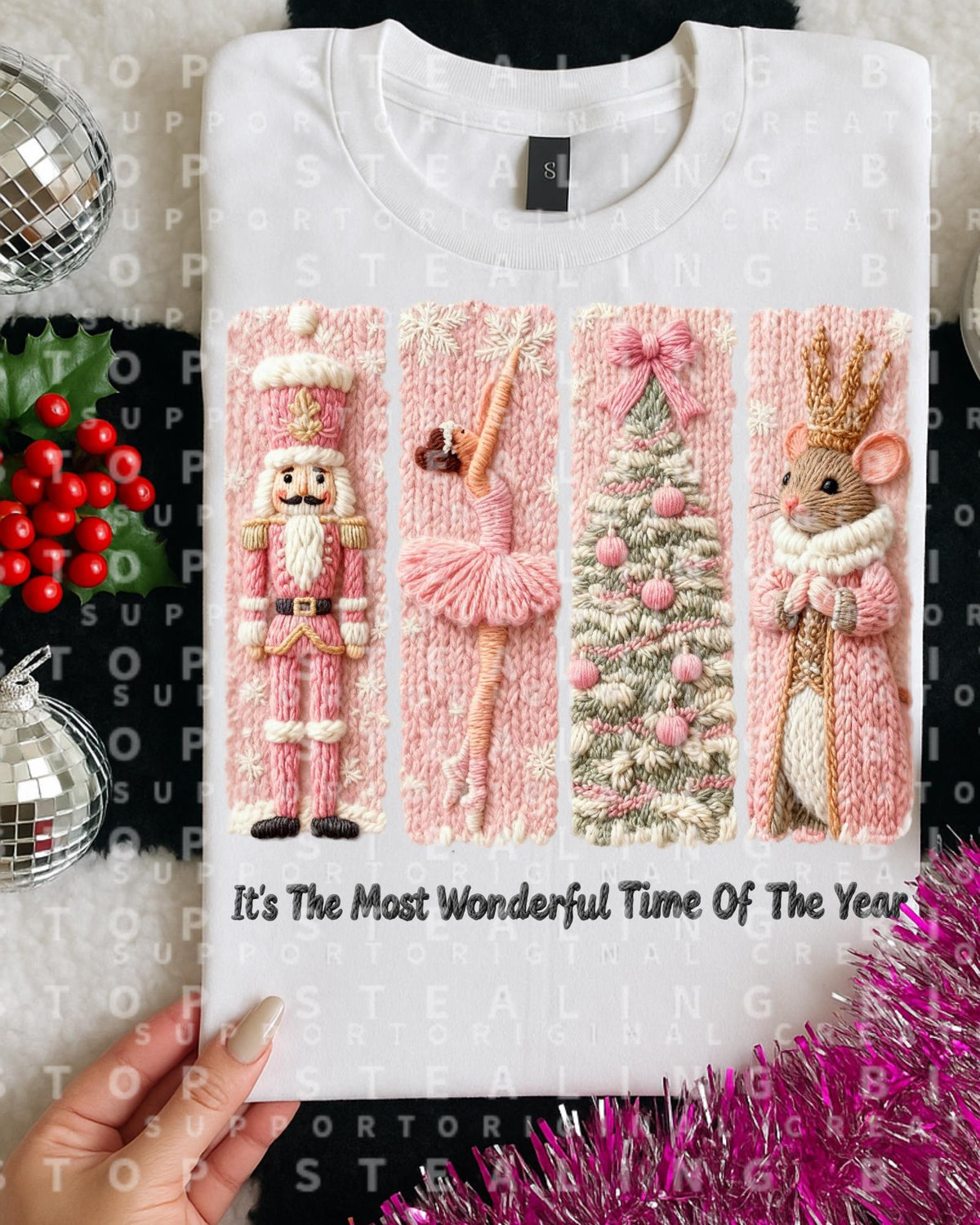 Wonderful Time, Faux Knit, Christmas, DTF Transfer