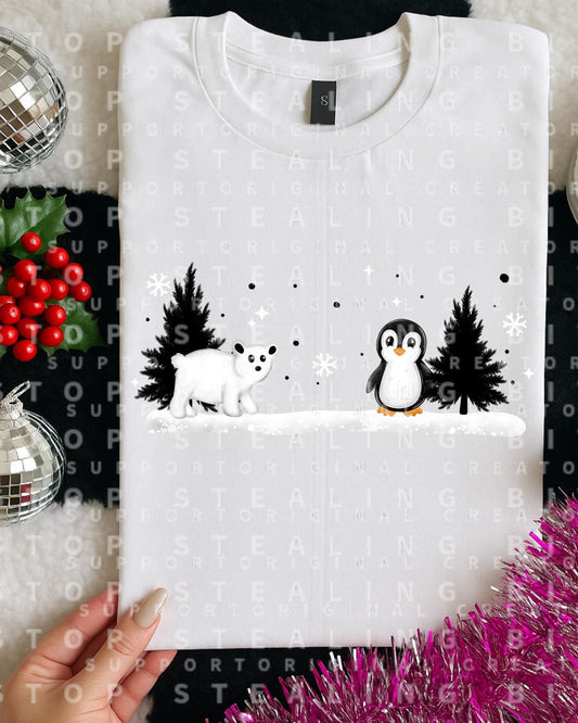 Penguin, Polar Bear, Christmas, DTF Transfer