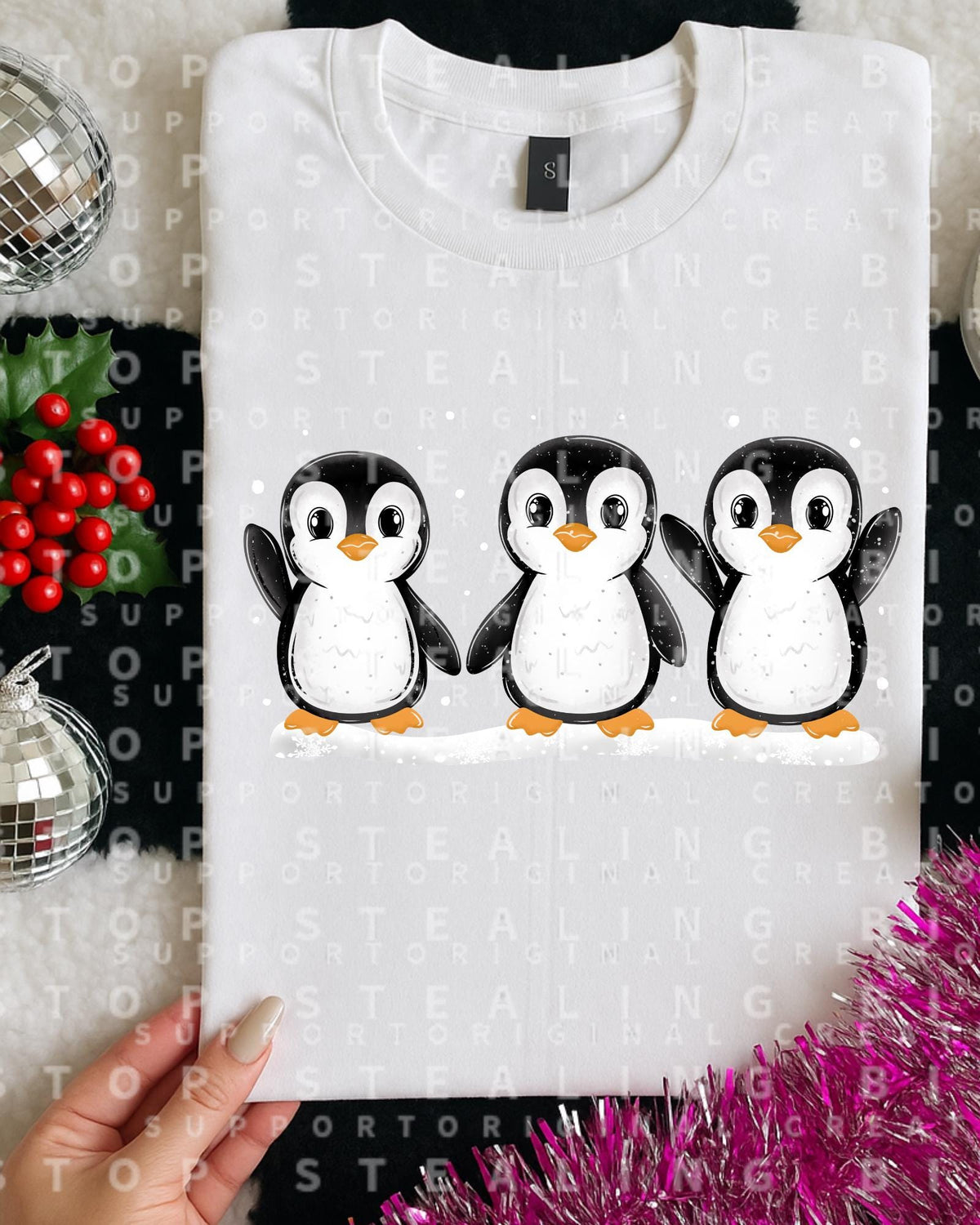Penguin, Trio, Christmas, DTF Transfer