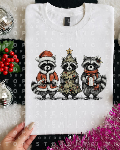 Raccoons, Christmas, DTF Transfer