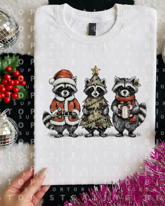 Raccoons, Christmas, DTF Transfer