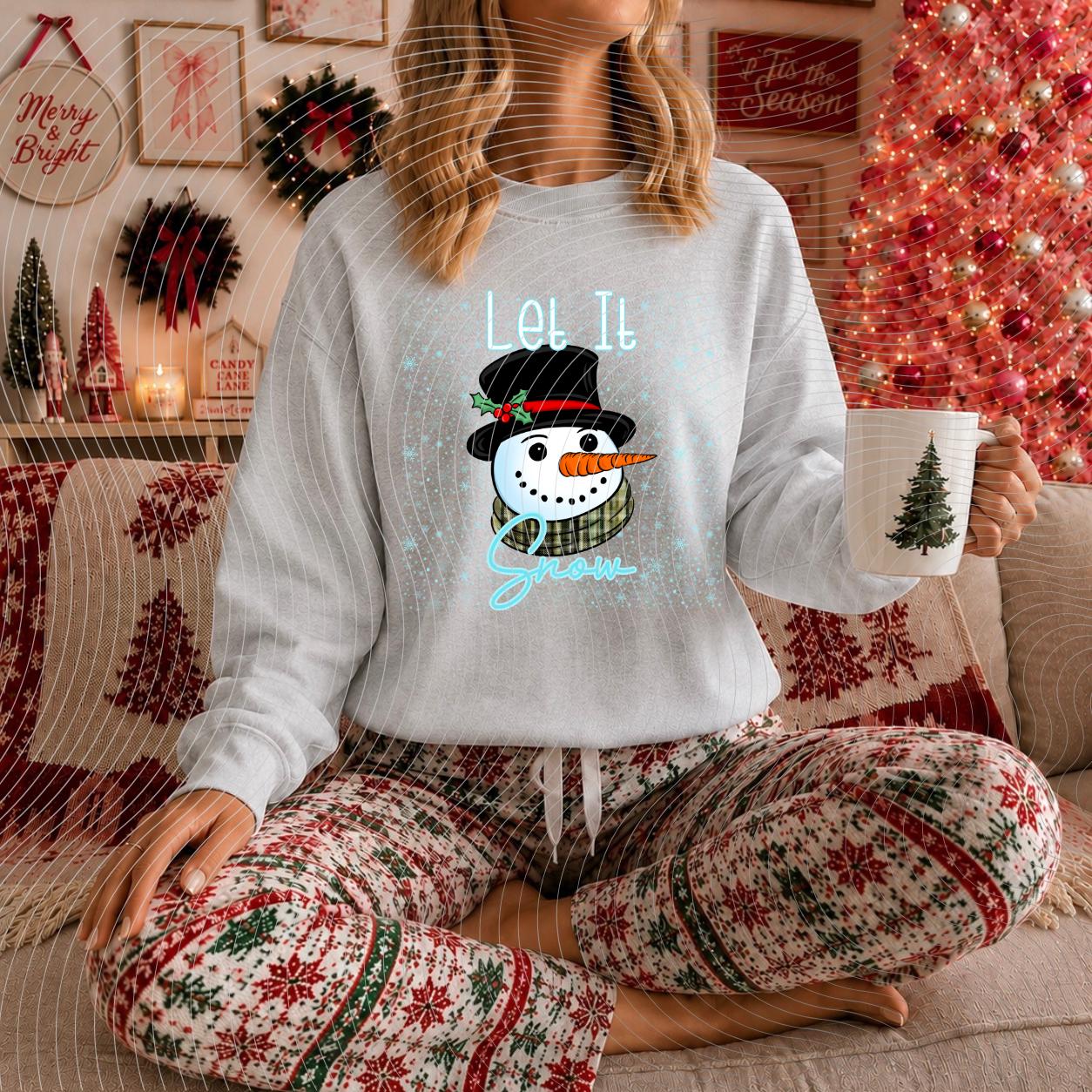Let It Snow, Snowman, Christmas, DTF Transfer