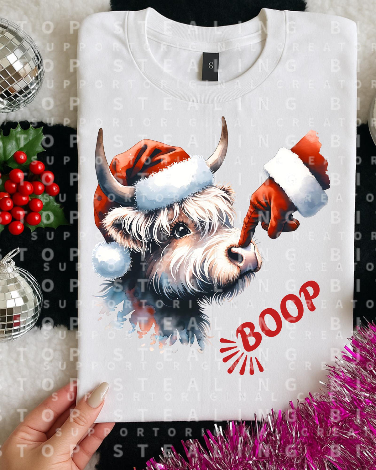 Boop, Cow, Christmas, DTF Transfer