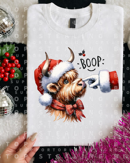 Boop, Cow, Christmas, DTF Transfer