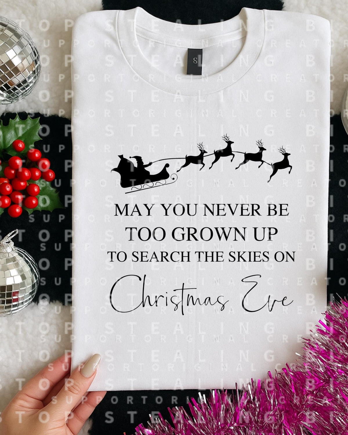 Never Grown Up, Christmas, DTF Transfer