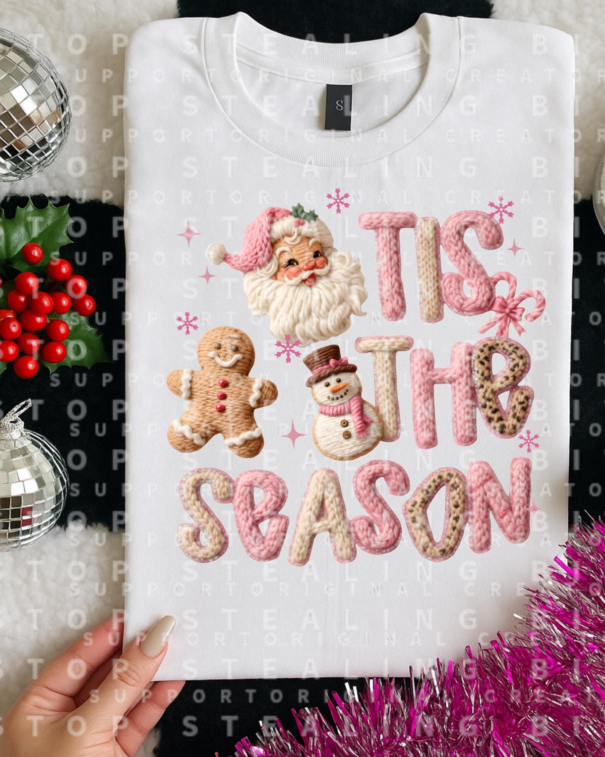 Tis The Season, Faux Knit, Christmas, DTF Transfer