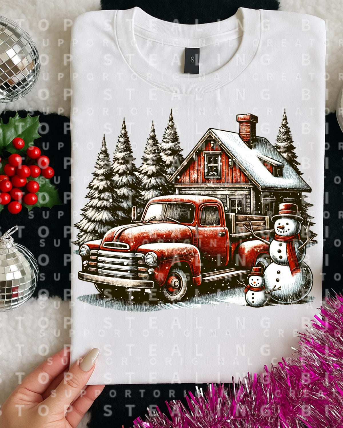 Snowman & Truck, Christmas, DTF Transfer