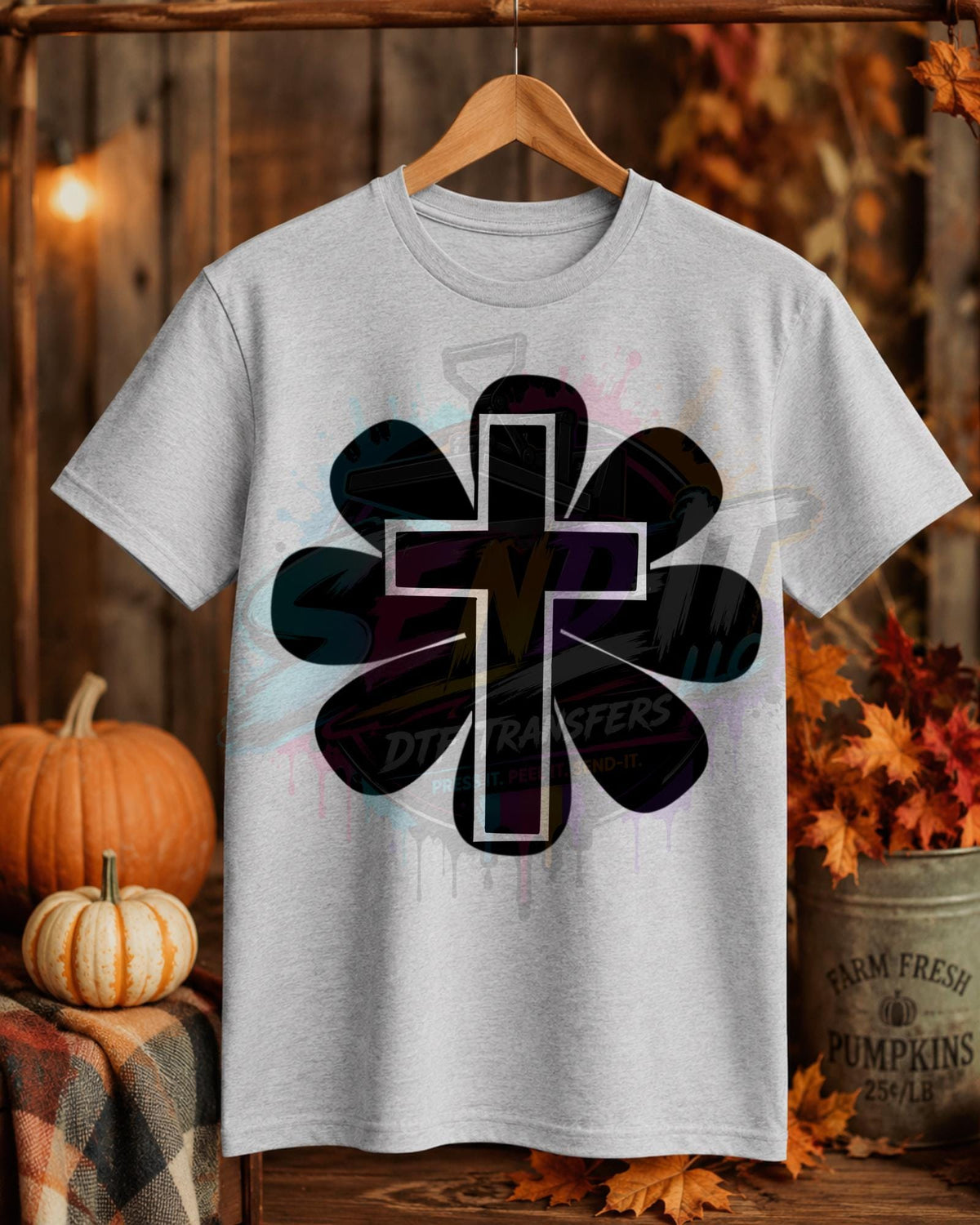 Black Cross, DTF Transfer