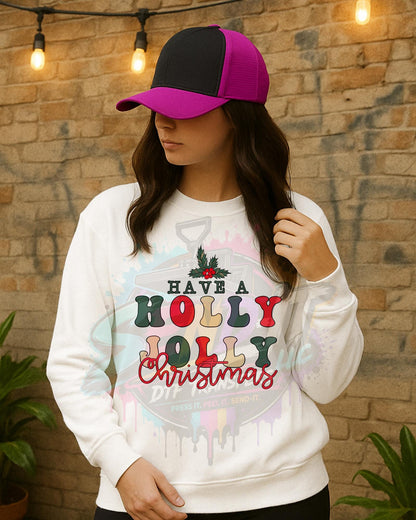 A Holly Jolly, Christmas, DTF Transfer