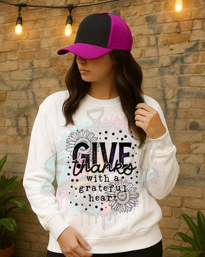 Give Thanks, Grateful Heart, DTF Transfer
