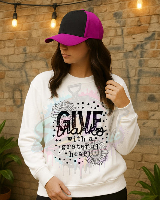 Give Thanks, Grateful Heart, DTF Transfer