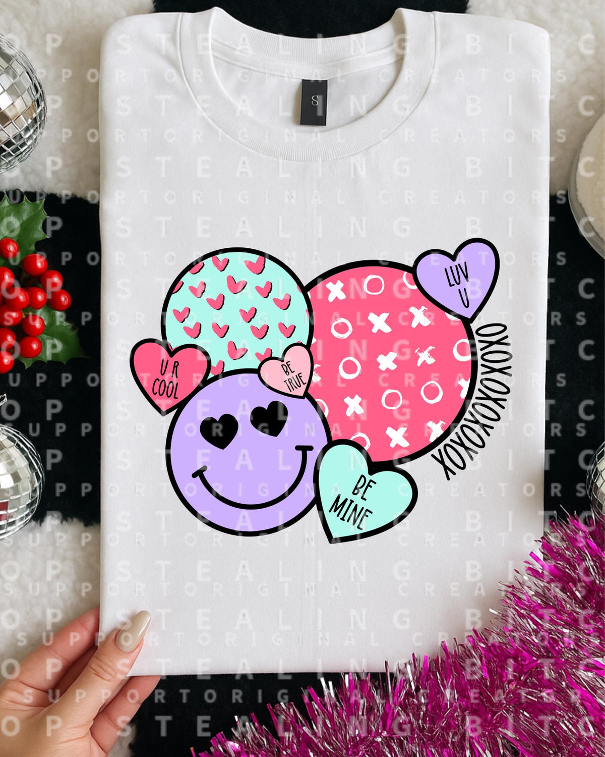 Smiley, Hearts, Valentines, DTF Transfer