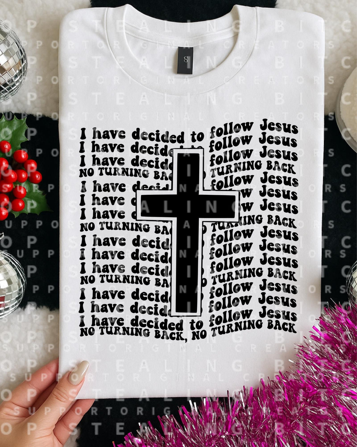 Follow Jesus, Cross, DTF Transfer