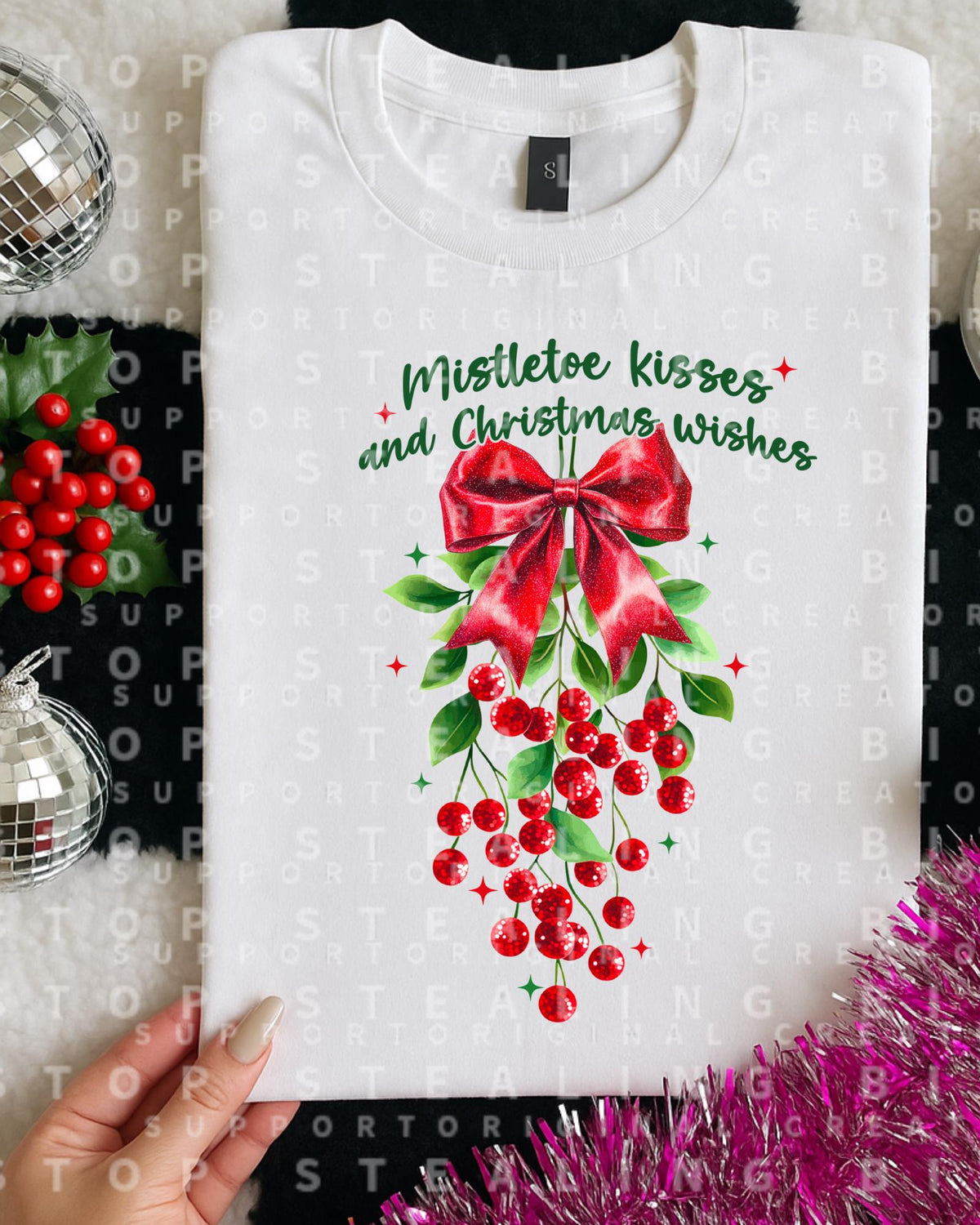Mistletoe, Kisses, Christmas, DTF Transfer