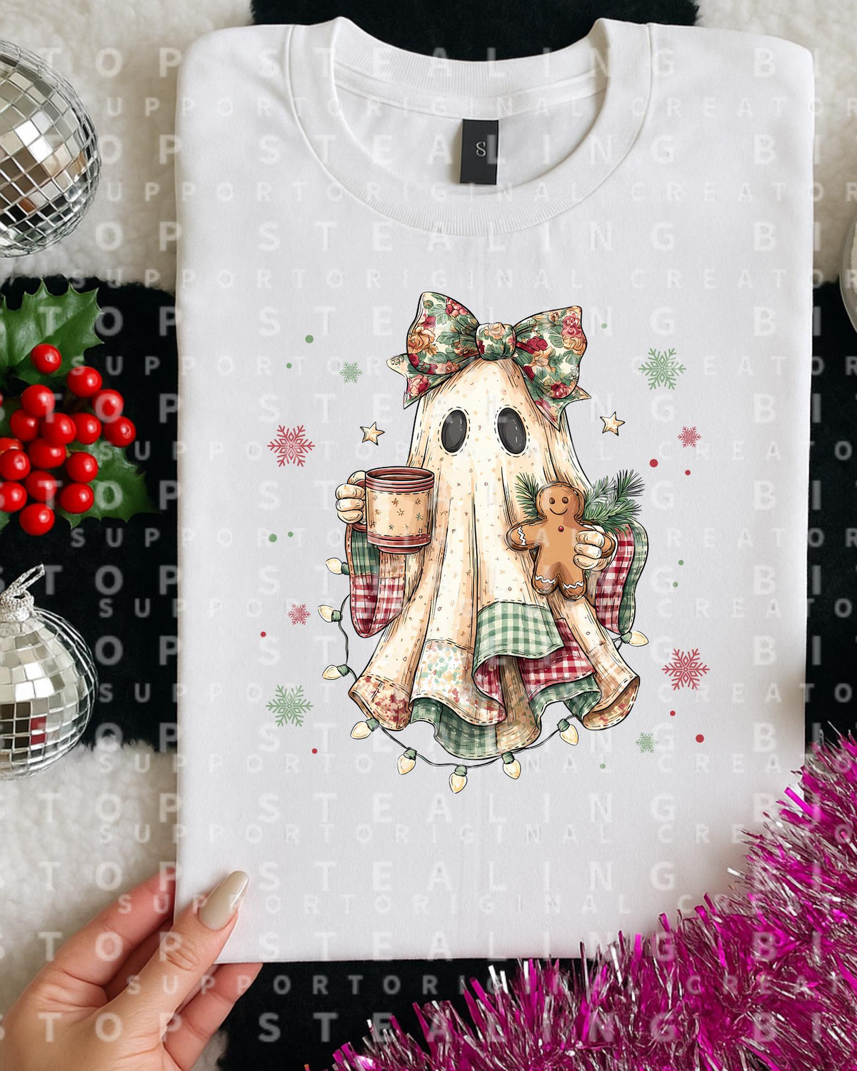 Patchwork, Ghost, Christmas, DTF Transfer