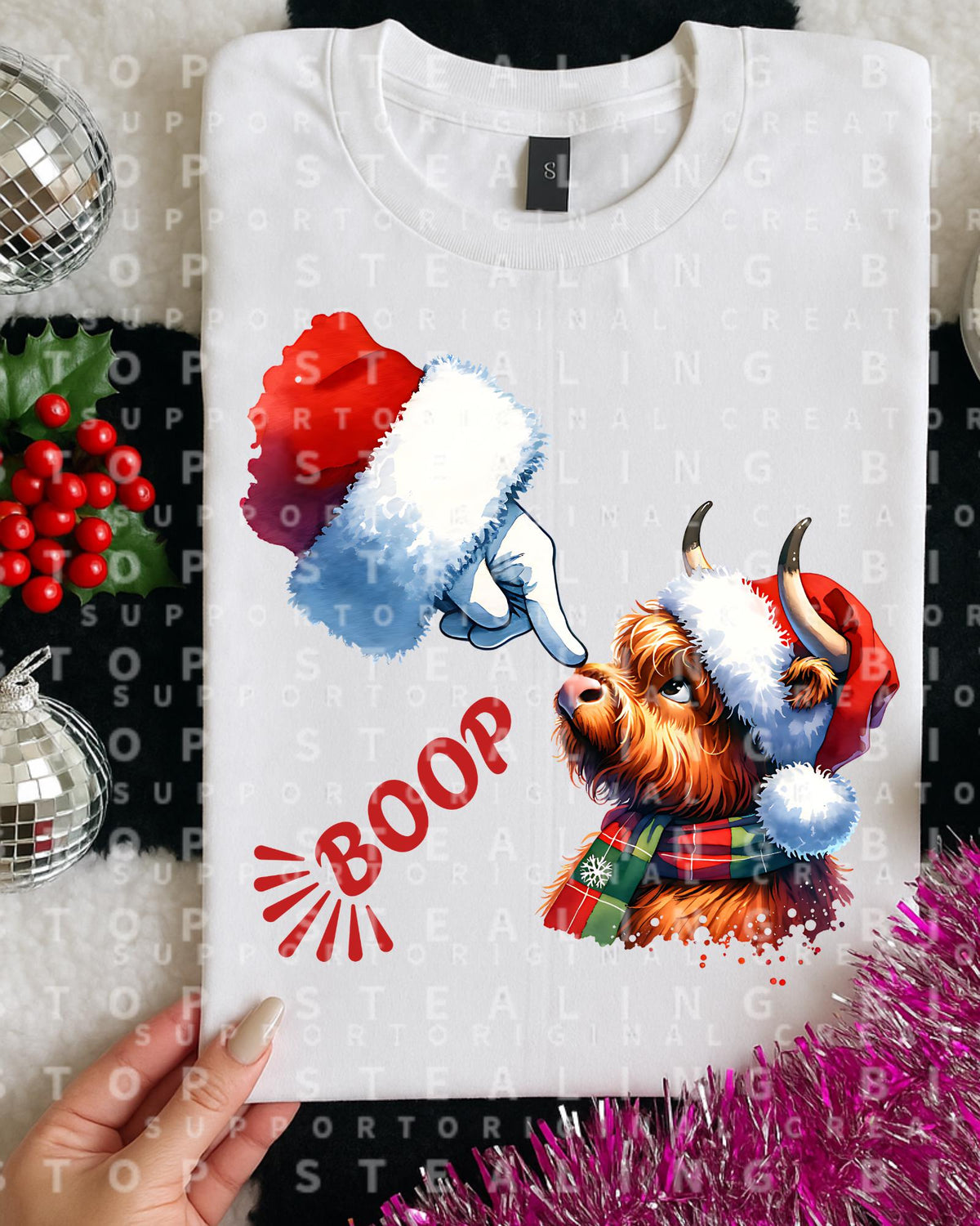 Boop, Cow, Christmas, DTF Transfer