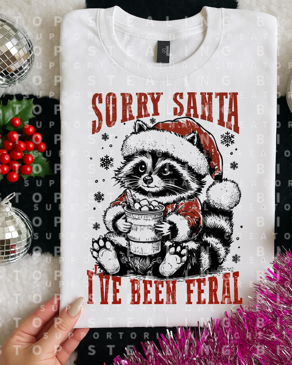 Raccoon, Feral, Christmas, DTF Transfer
