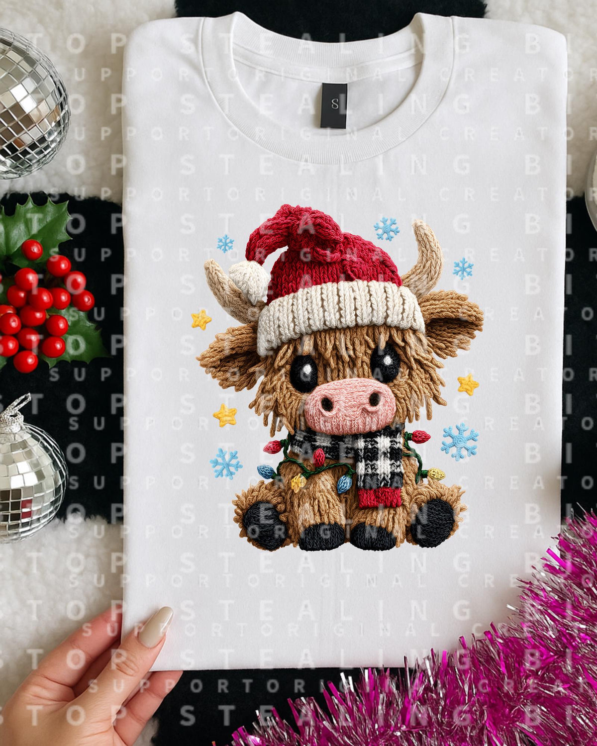 Highland, Yarn Cow, Christmas, DTF Transfer