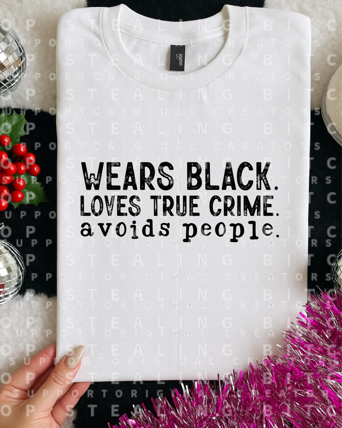 Wears Black, True Crime, DTF Transfer