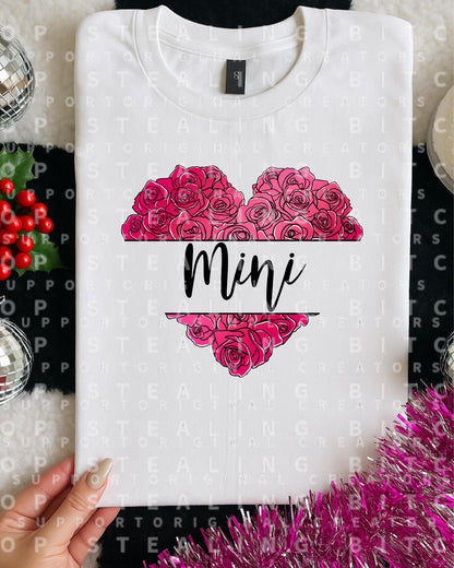 Mini, Floral Heart, DTF Transfer