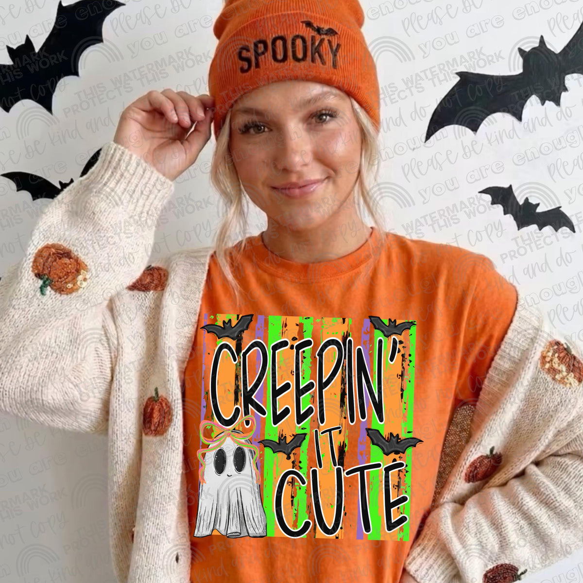 Creepin, Cute, Halloween, Ghost, DTF Transfer