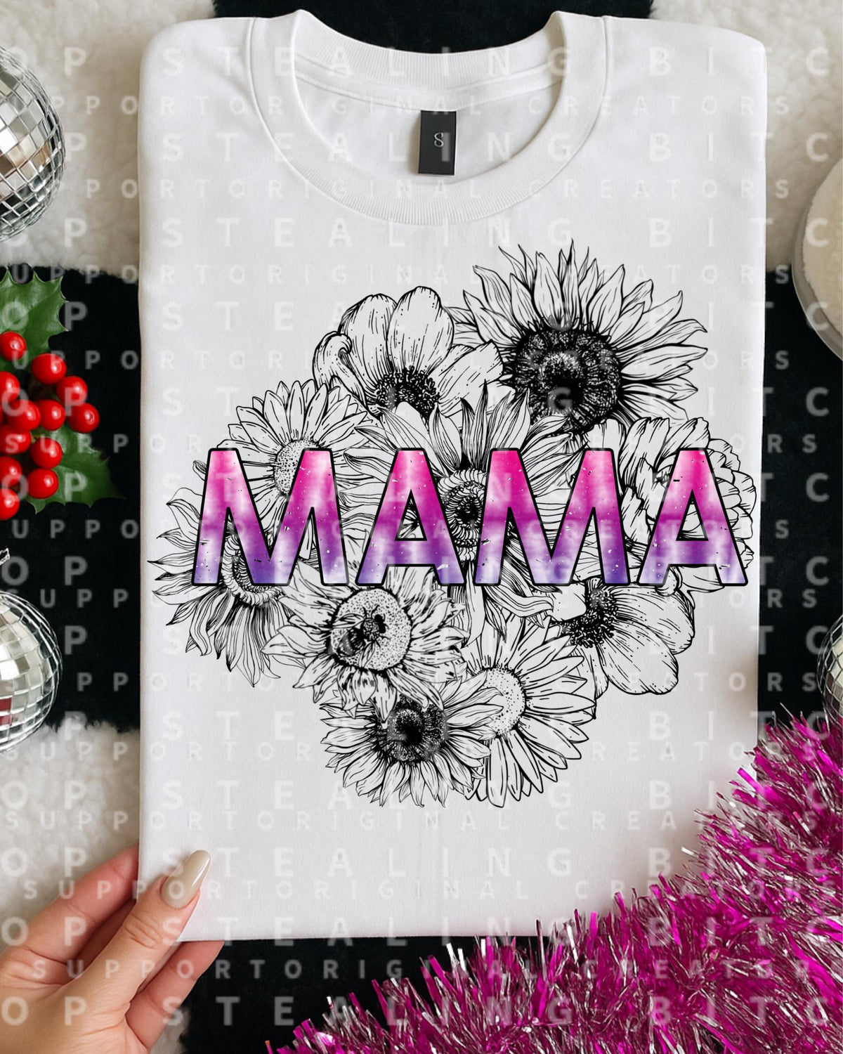 Mama, Floral, DTF Transfer