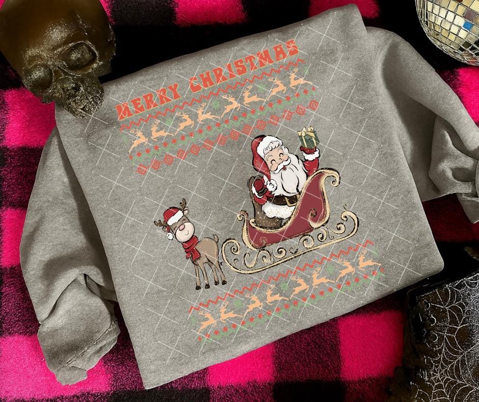 Retro, Merry Christmas, DTF Transfer