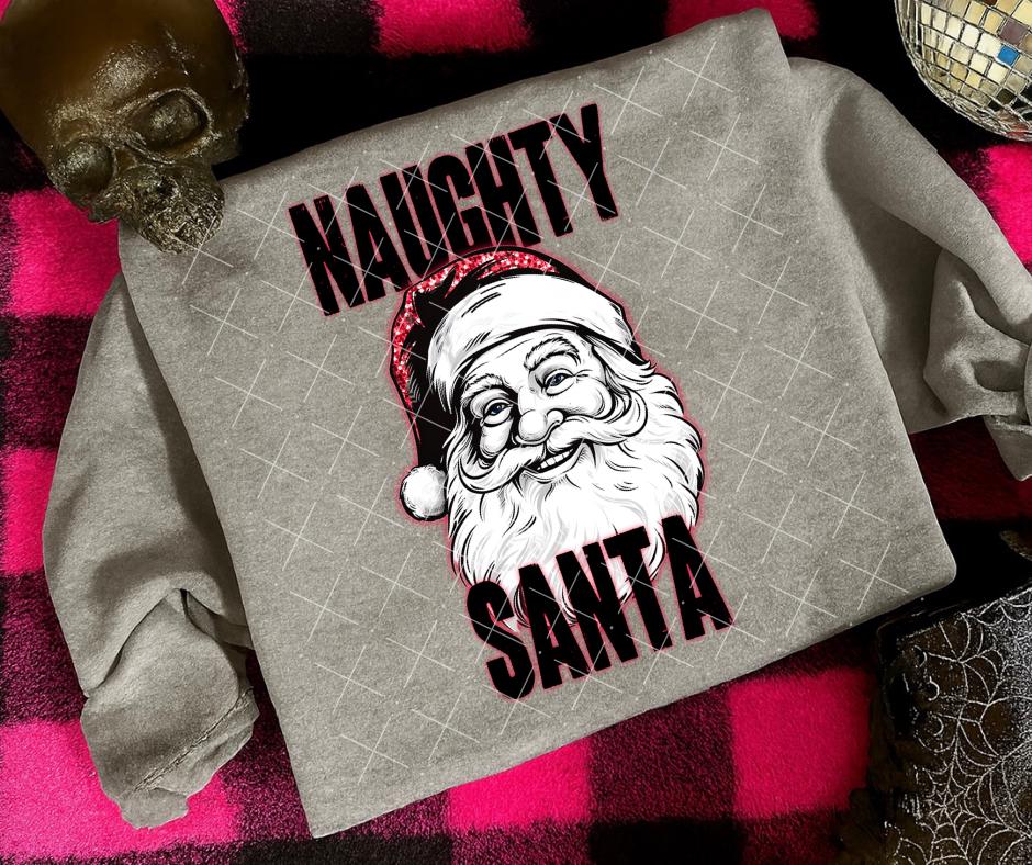 Naughty Santa, Christmas, DTF Transfer