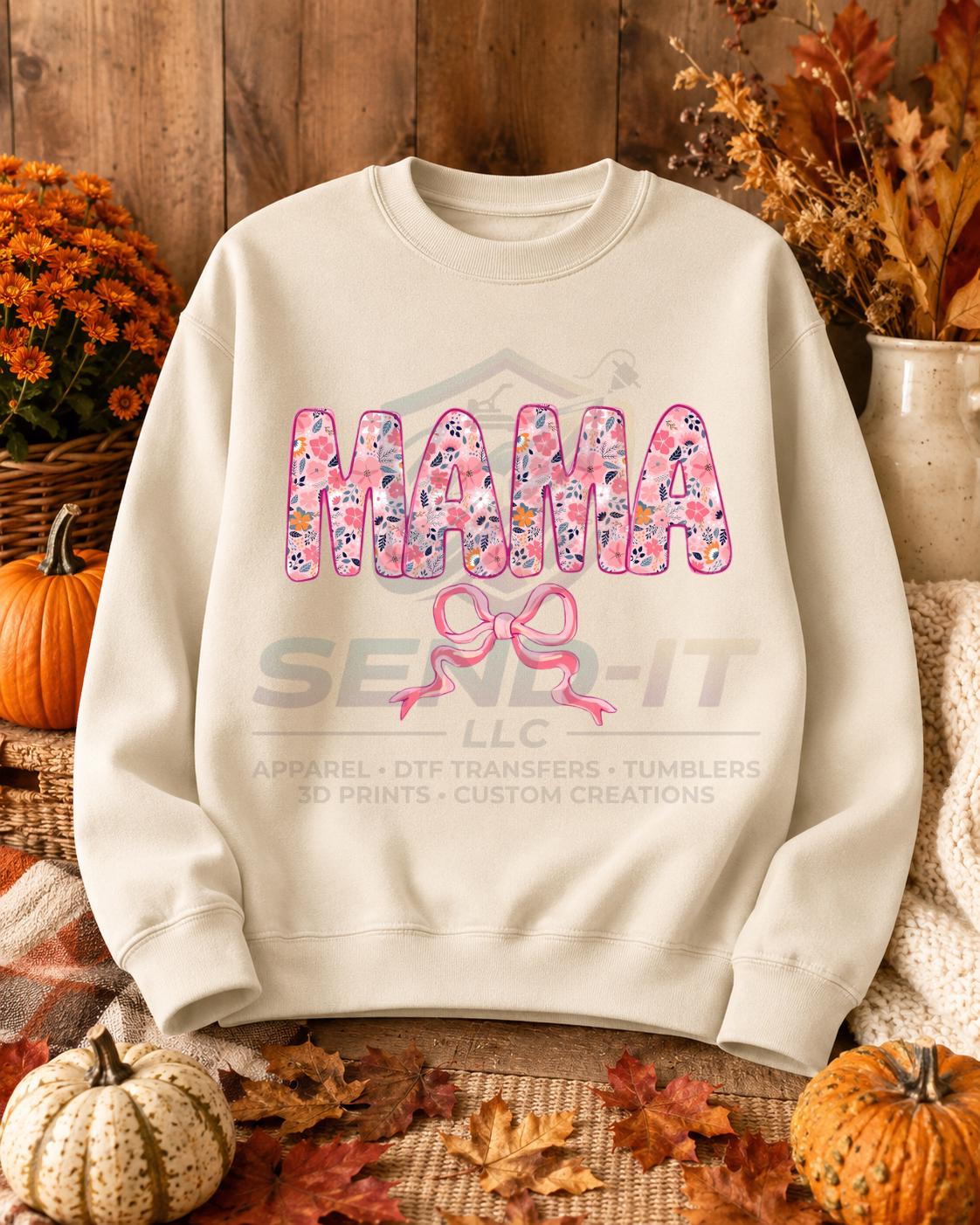 Mama, Floral, Bow, DTF Transfer