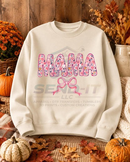 Mama, Floral, Bow, DTF Transfer