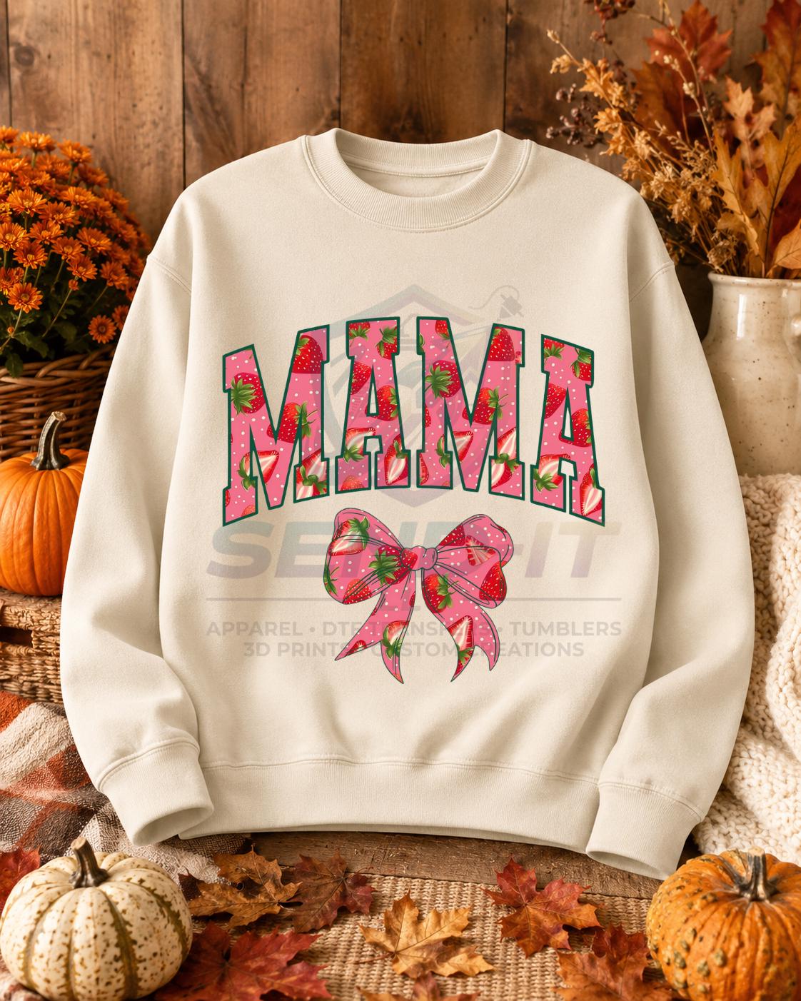 Mama, Strawberry, Bow, DTF Transfer