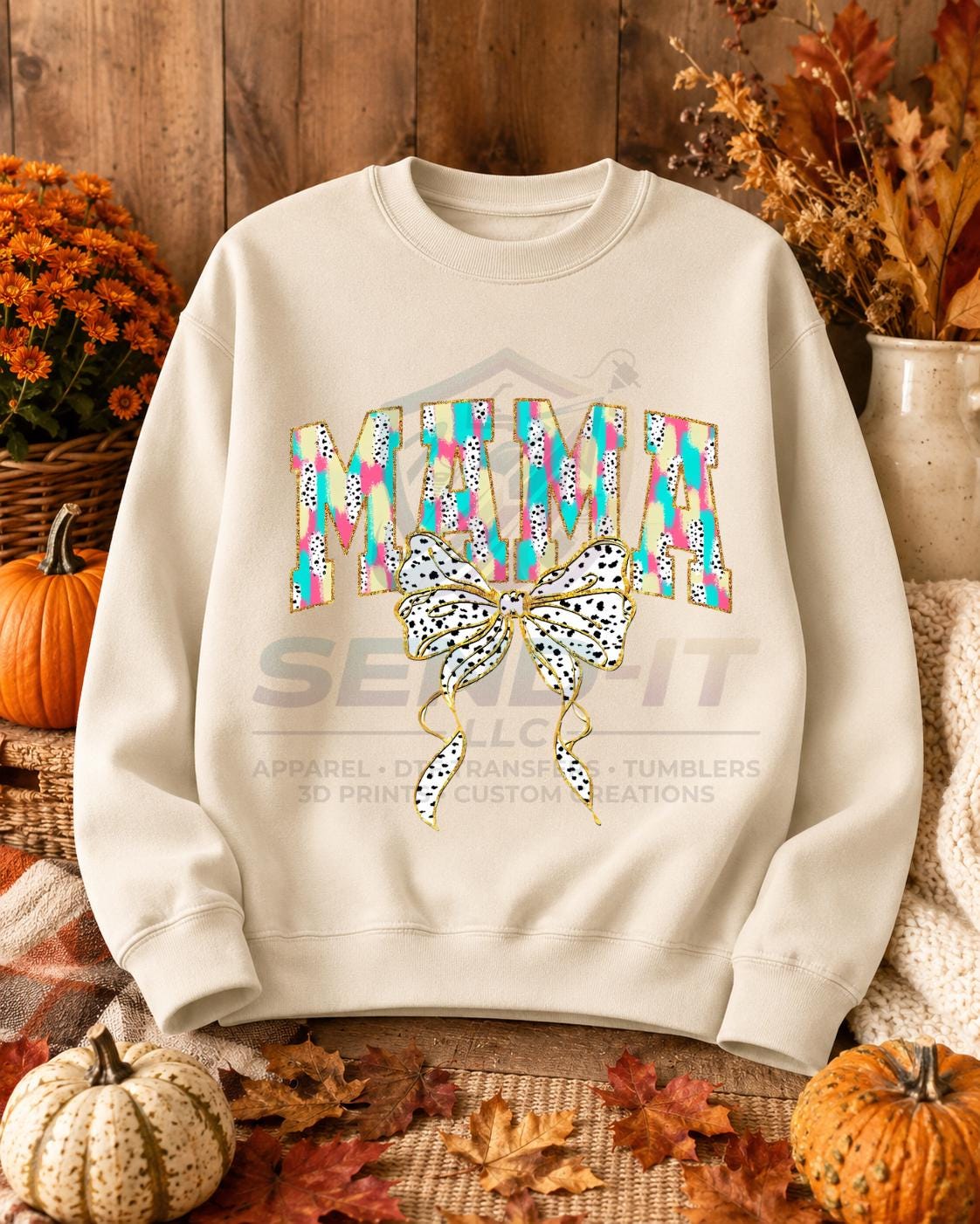 Mama, Painted, Bow, DTF Transfer