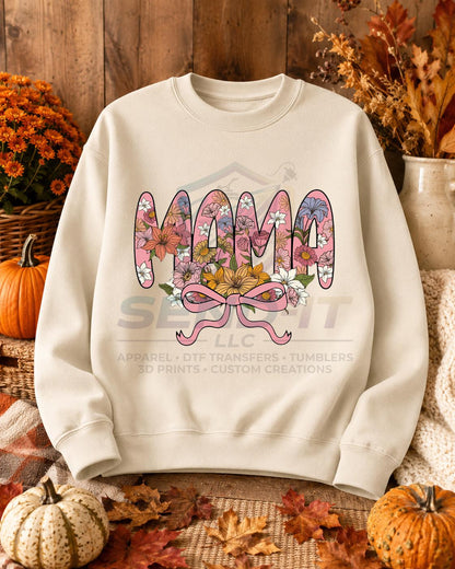Mama, Flower, Bow, DTF Transfer
